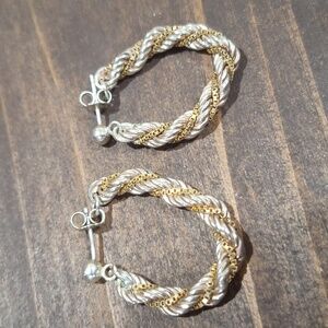 Milor Italy 925 Twisted Rope Two-Tone Hoop Earrings (Vintage)